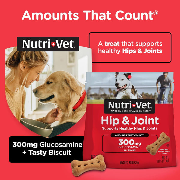 Nutri-Vet Hip & Joint Dog Biscuits, Dog Treats, 300Mg Glucosamine, 6 Lb Bag | Joint Supplement for Dogs, Hip & Joint Support, Functional Treats, Large Dog Biscuits, Chondroitin, Mobility Support3