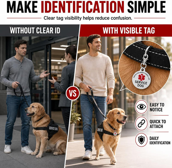 Service Dog Tag Double Sided with Federal Protection, 1.25 Inch | Federal Protection, Medical Alert Symbol,Protected by Federal Law Easily Attach to Collar, Harness, Vest8