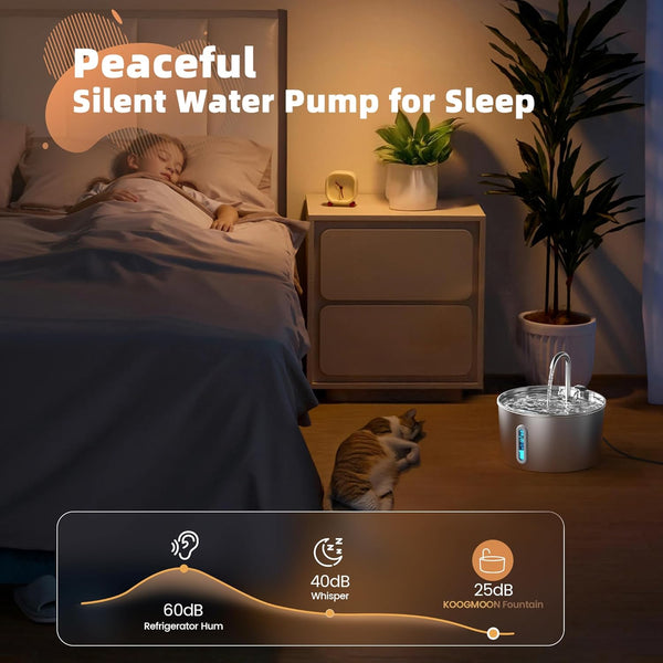 Cat Water Fountain Stainless Steel: 2.2 L Cat Fountain for Drinking - Automatic Pet Water Fountain for Cats inside - Metal Cat Dog Water Dispenser Bowl with Faucet Water Level Window Ultra Quiet Pump | Automatic Metal Pet Water Fountain for Cats Inside, Cat Dog Water Dispenser with Faucet Water Level Window, Ultra Quiet Pump4