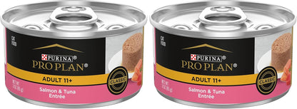 Purina Pro Plan Pate High Protein Senior Wet Cat Food, SENIOR 11+ Salmon & Tuna Entree - (Pack of 24) 3 Oz. Pull-Top Cans10