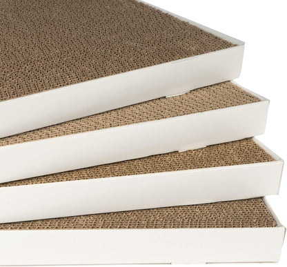 Amazon Basics Corrugated Cardboard Cat Scratcher, Scratching Board, Reversible, 17.4" X 10", White, 4-Pack4
