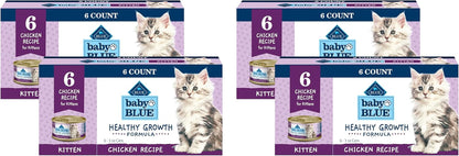 Blue Buffalo Baby Blue Natural Kitten Wet Cat Food, Healthy Growth Formula with DHA, Chicken Recipe Multi-Pack, 3-Oz. Cans (6 Count)11