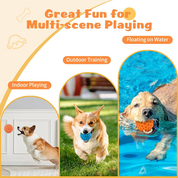 HIPPIH Indestructible Squeaky Dog Toys, Interactive Dog Balls 2 Pack, Chew Toys for Aggressive Chewers, Natural Rubber Puppy Toy for Large/Medium Dogs, Tough Puppy Teething Toy, Relieve Anxiety5