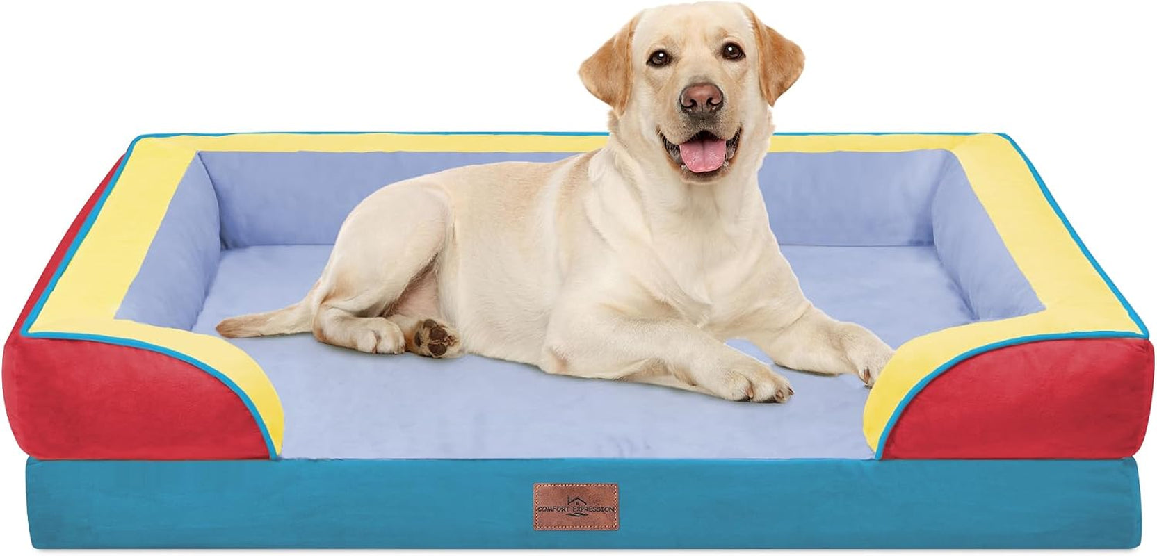 comfort-expression-orthopedic-dog-bed-for-extra-large-dogs-with-bolster-waterproof-dog-couch-bed-with-washable-cover-non-slip-bottom-supportive-egg-crate-foam-xl-pet-bed-42x30-inch
