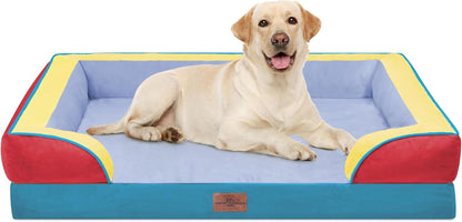 Comfort Expression Orthopedic Dog Bed for Extra Large Dogs with Bolster | Waterproof Dog Couch Bed with Washable Cover & Non-Slip Bottom, Supportive Egg Crate Foam XL Pet Bed, 42X30 Inch176