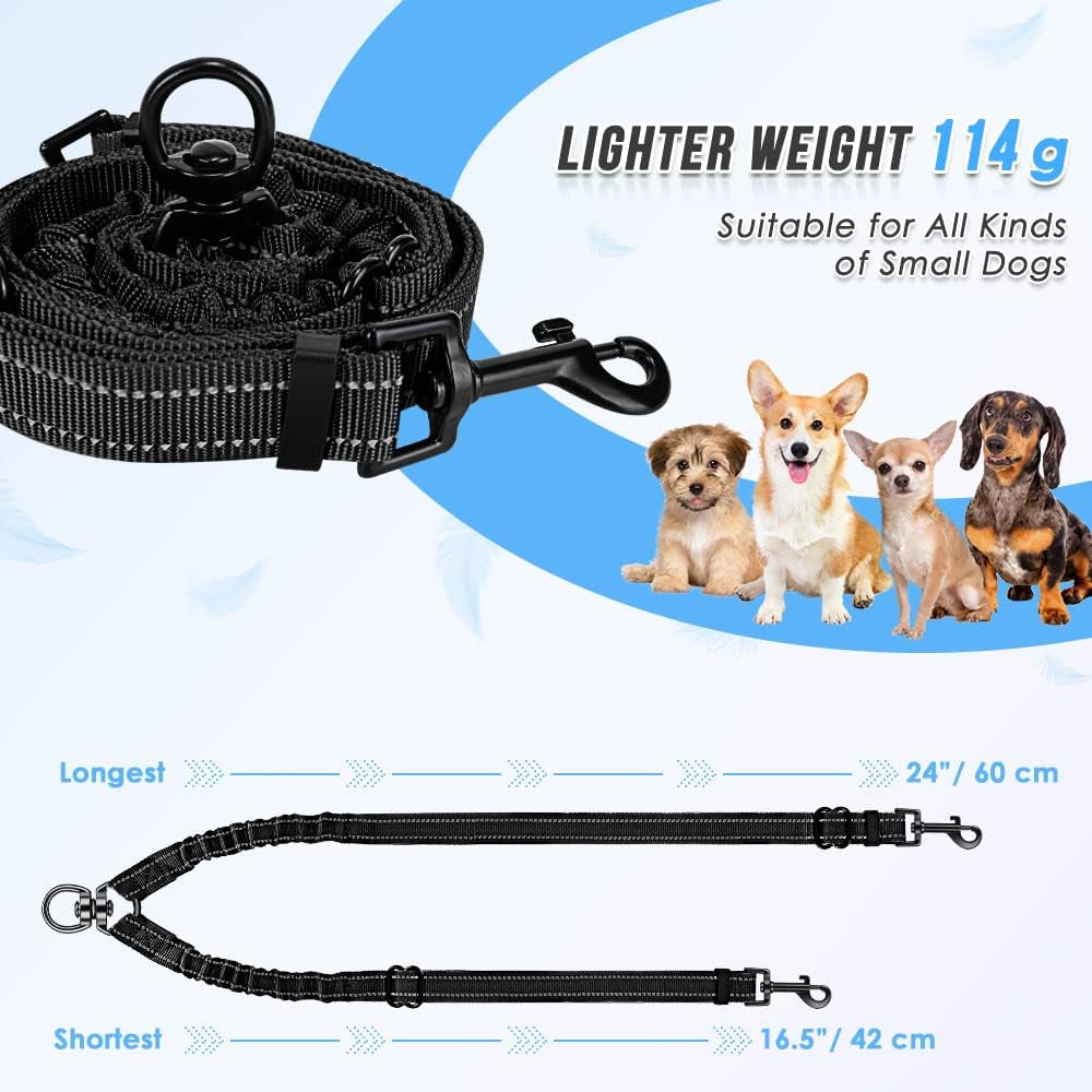 autowt-double-dog-leash-no-tangle-360-swivel-rotation-reflective-lead-attachment-adjustable-length-dual-two-dogs-lead-splitter-comfortable-shock-absorbing-walking-training-for-2-dogs