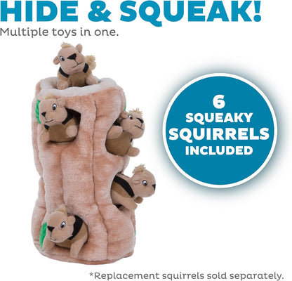 Outward Hound Hide-A-Squirrel Dog Toy – Interactive 2‑In‑1 Plush Puzzle with 6 Squeaky Removable Squirrels, X-Large3