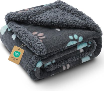 Luciphia Waterproof Pet Blankets for Couch Sofa Bed Cover Cat Liquid Pee Proof Washable Soft Fluffy Large Dog Blanket Reversible Furniture Protection Puppy Grey Paw Thicken Small（40" X 28"） | Soft Print Pet Blanket Washable Pee Proof, Furniture Protector for Couch Sofa Bed Car, Cozy Throw (40" X 28", Grey Paw)1