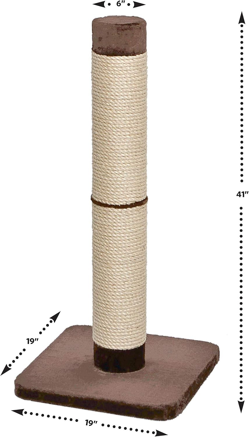midwest-homes-for-pets-feline-nuvo-grand-forte-scratching-post-41-inches-tall-heavy-duty-sisal-post-with-wide-base-thick-brown-faux-fur-for-large-and-multi-cat-households