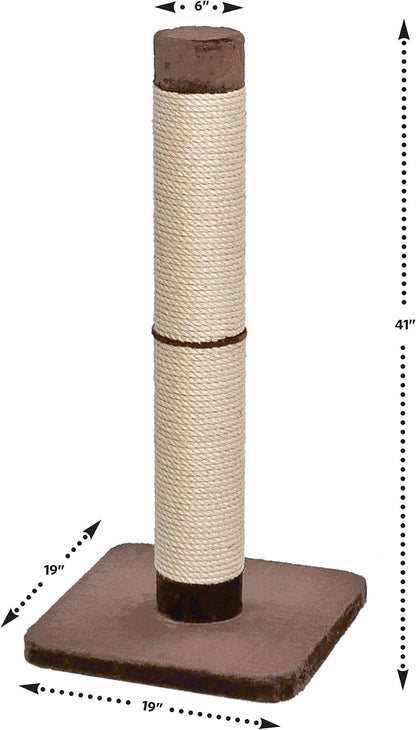 Midwest Homes for Pets Feline Nuvo Grand Forte Scratching Post, 41 Inches Tall, Heavy-Duty Sisal Post with Wide Base, Thick Brown Faux Fur, for Large and Multi-Cat Households2