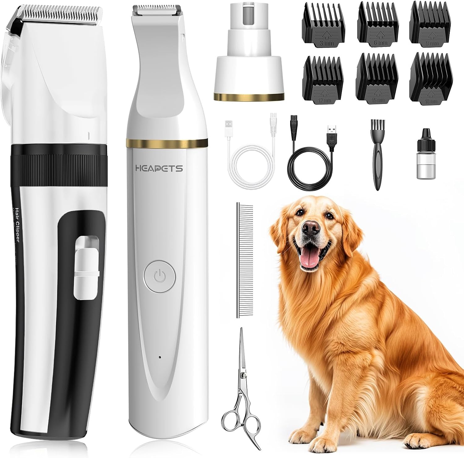 heapets-dog-hair-clippers-for-grooming-kit-and-dog-paw-trimmer-nail-grinder-for-grooming-low-noise-rechargeable-cordless-shaver-grooming-supplies-for-pet-cats-dogs-black-white