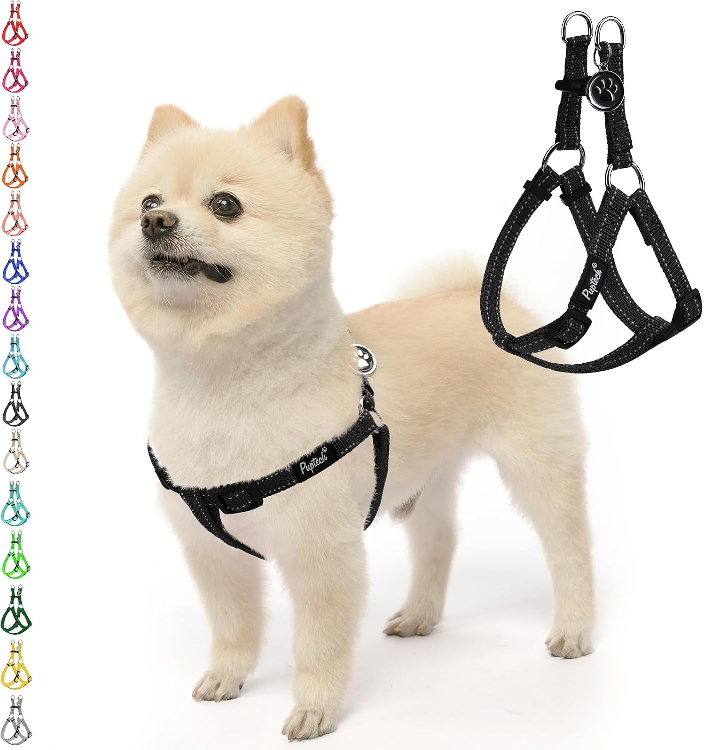 pupteck-no-pull-dog-harness-soft-adjustable-basic-nylon-step-in-puppy-vest-outdoor-walking-with-id-tag