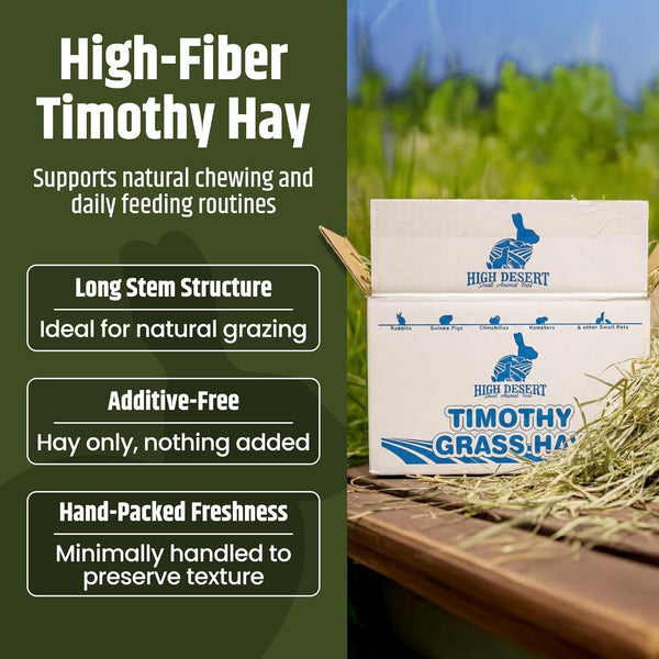 High Desert 2Nd Cutting Timothy Hay for Rabbits, Guinea Pigs, 4 Lb | Soft Leafy Texture with Balanced Fiber, Supports Healthy Digestion, Great for Chinchillas, Hand Packed in the USA, Low Dust2