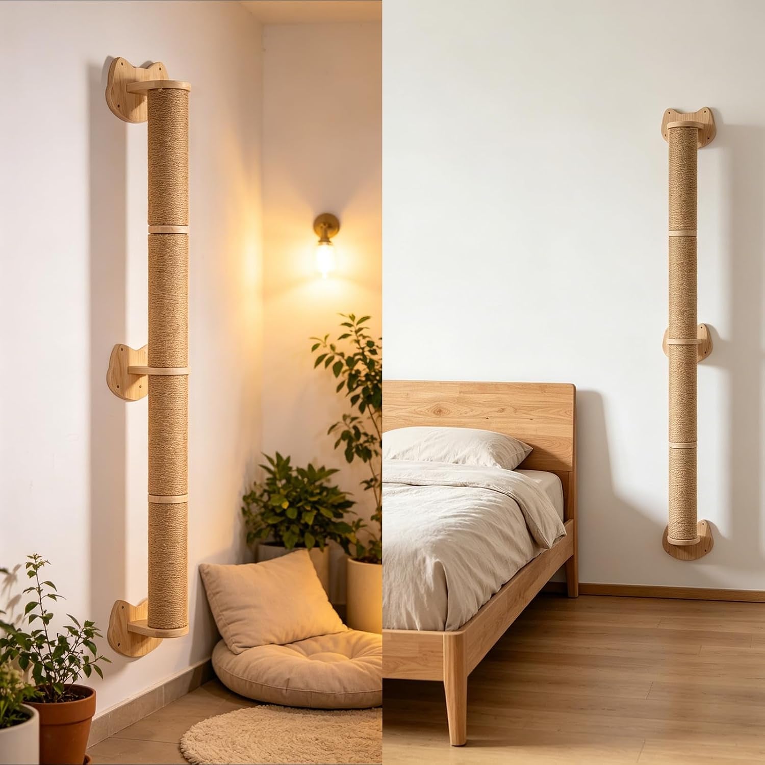55-cat-wall-scratcher-wooden-wall-mounted-natural-jute-scratching-post-vertical-scratching-post-for-large-cats-climbing-shelves-space-saving-cat-tower-alternative-for-indoor-cats-kittens