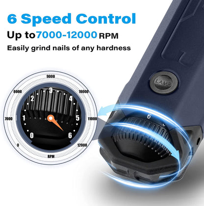 Casfuy 6-Speed Dog Nail Grinder - Newest Enhanced Pet Nail Grinder Super Quiet Rechargeable Electric Dog Nail Trimmer Painless Paws Grooming & Smoothing Tool for Large Medium Small Dogs (Blue)2