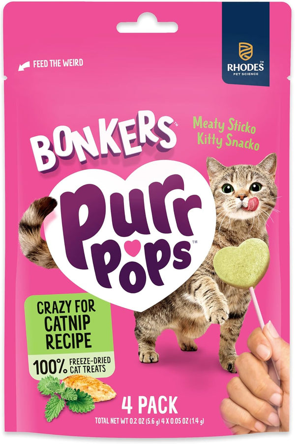 Bonkers Purrpops Freeze-Dried Catnip Flavored Lollipop Cat Treats, 4 Pieces (Pack of 13)2