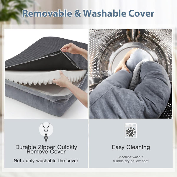 WNPETHOME XL Extra Large Dog Bed, Washable Dog Couch with Removable Waterproof Cover, Orthopedic Large Pet Sofa Bed with Bolster Sides for Sleeping | Washable Dog Couch with Removable Waterproof Cover, Large Pet Sofa Bed with Bolster Sides for Relaxing Grey 41X28 Inch5