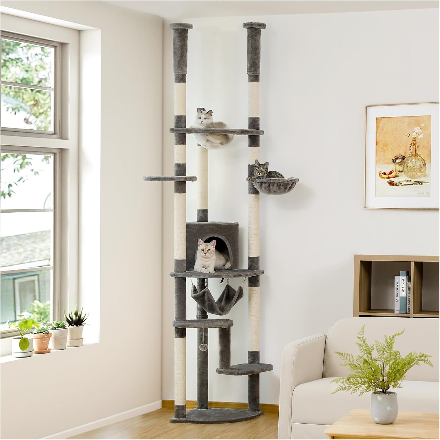 petepela-cat-tree-for-indoor-cats-34-6-small-cat-tower-with-scratching-posts-2-condos-scratching-ramp-dangling-toys-cat-play-house-for-kittens-and-small-cats-compact-tower-with-thick-sisal-posts-2-condos-dangling-toys-a-cozy-top-bed-for-kittens-small-cats