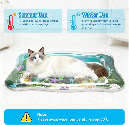 Interactive Cat Toys for Indoor Cats Water Mat with Floating Fish | Upgraded, Durable Sensory Play Mat, Boredom & Anxiety Relief, Summer Cooling Water Bed, for Kittens & Adult Cats Exercise6