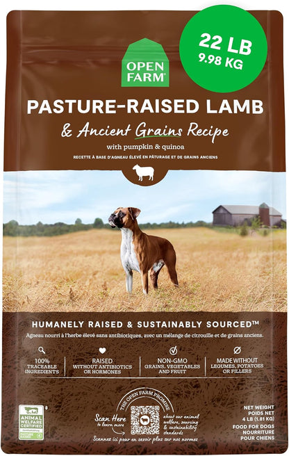 Open Farm Ancient Grains Dry Dog Food, Wild Caught Salmon Kibble, 22Lb Bag | All Life Stages, All Breed Sizes, Protein-Rich & Nutrient Dense, 100% Traceable Ingredients, Non-Gmo Fruits & Veggies.9