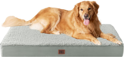 EHEYCIGA Orthopedic Dog Bed Large with Removable Washable Cover,Grey,41X27 | Egg Crate Foam Support,Durable Oxford Fabric,Non-Slip Bottom,Machine Washable,Soft Waterproof Plush Pet Bed Mat for Crate80