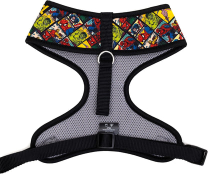 Marvel Comics Pet Harness, Dog Collar Plastic Buckle, Marvel Brick and Retro Comic Panels Blocks Black Yellow2