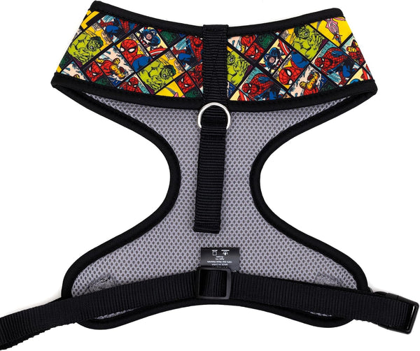 Marvel Comics Pet Harness, Dog Collar Plastic Buckle, Marvel Brick and Retro Comic Panels Blocks Black Yellow2