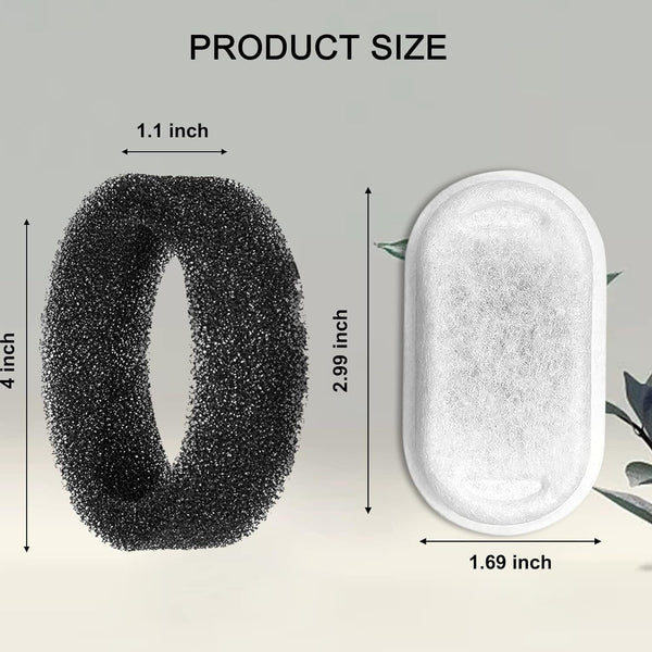 Cat Water Fountain Filters for 108/3.2L& 67Oz/2L Stainless Steel Pet Water Dispenser Fountain Filter Replacement with 8 Sponges (8 Filters&8 Sponges)6
