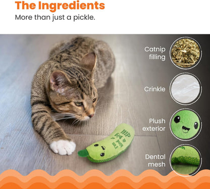 Catstages Crunchy Pickle Kicker Cat Toy – Plush Crinkle Toy with Catnip and Dental Mesh, 6.5"4