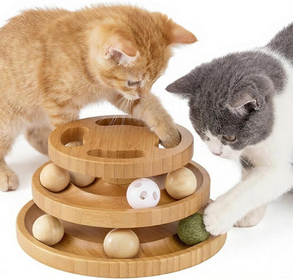 ZOMISIA Cat Ball Track Toy with Puzzle Top, Wooden Cat Toys for Indoor Cats | Interactive Spinning Balls, Large Cat Ball Tower for Kitten Exercise Mental Stimulation Self Play Home Enrichment8