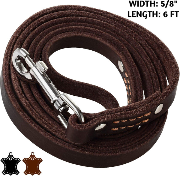 ADITYNA Leather Dog Leash for Small & Medium Dogs, 6Ft X 5/8" | Soft yet Strong Leather Leash for Walking, Training, Hiking — Great for Shih Tzu, Poodle, French Bulldog, Corgi.8