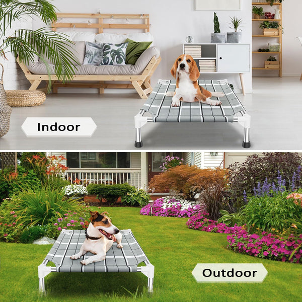 Elevated Dog Bed, Raised Cooling Lifted Dog Cot for Indoor & Outdoor | Cooling Breathable outside Portable Dog Hammock Bed for Small Pet ,Non-Slip Feet, Stainless Steel Frame6