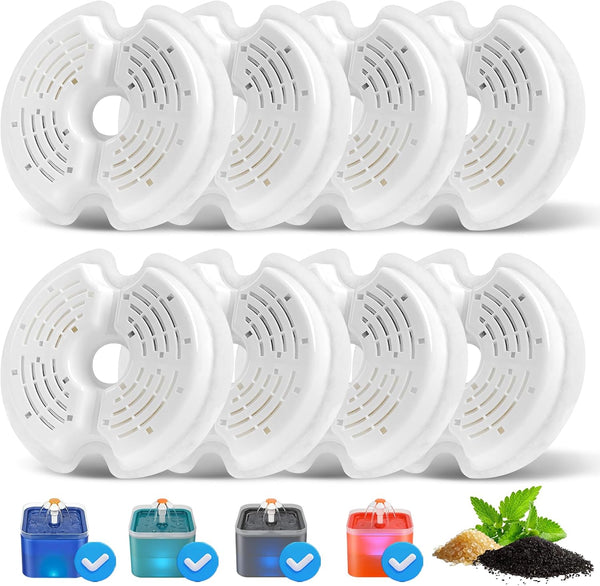 8Pack Cat Water Fountain Filters, Cat Fountain Filter for 67Oz/2L Pet Drinking Fountain Dog Water Dispenser, Pet Fountain Filter Replacement1