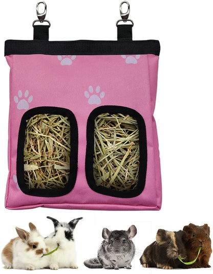 RIOUSSI Guinea Pig Hay Feeder, Hanging Rabbit Hay Feeder Bag. Blueflower | Upgraded Double Layer Fabric | Bite Resistant | Cleaner Hay & Less Mess | Small Animal Hay Holder for Bunnies & Chinchillas11