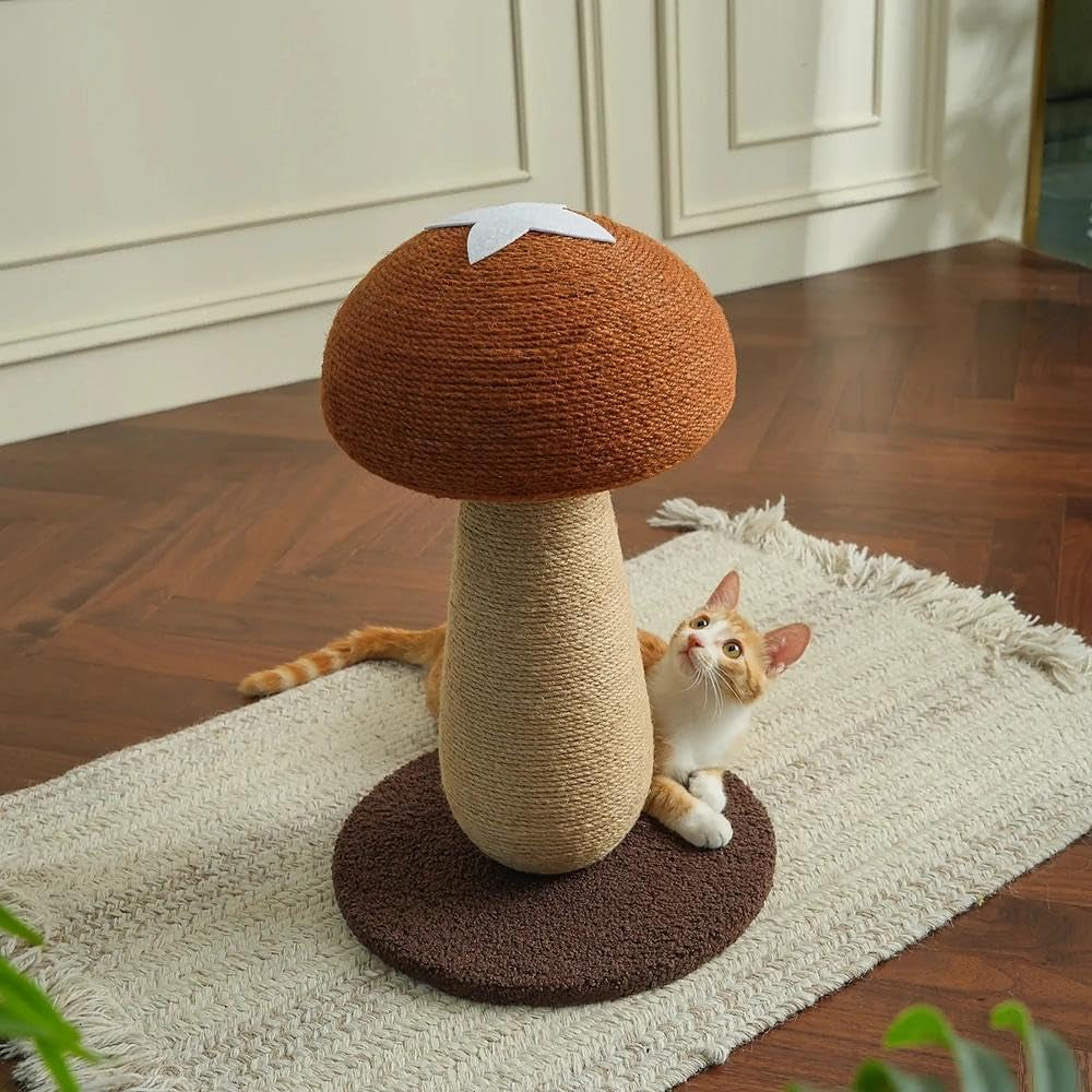 mushroom-cat-scratching-post-unique-design-sisal-wrapped-ideal-for-medium-and-small-cat-cat-scratcher-cute-with-100-sisal-covered-scratching-post