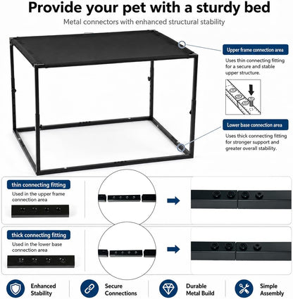 Adjustable Bedside Dog Bed for Medium Dogs, Elevated Co-Sleeper Dog Bed with Reinforced Metal Frame, Thick Supportive Cushion Mattress & Washable Cover, Dog Bedside Sleeper for Dogs & Cats3