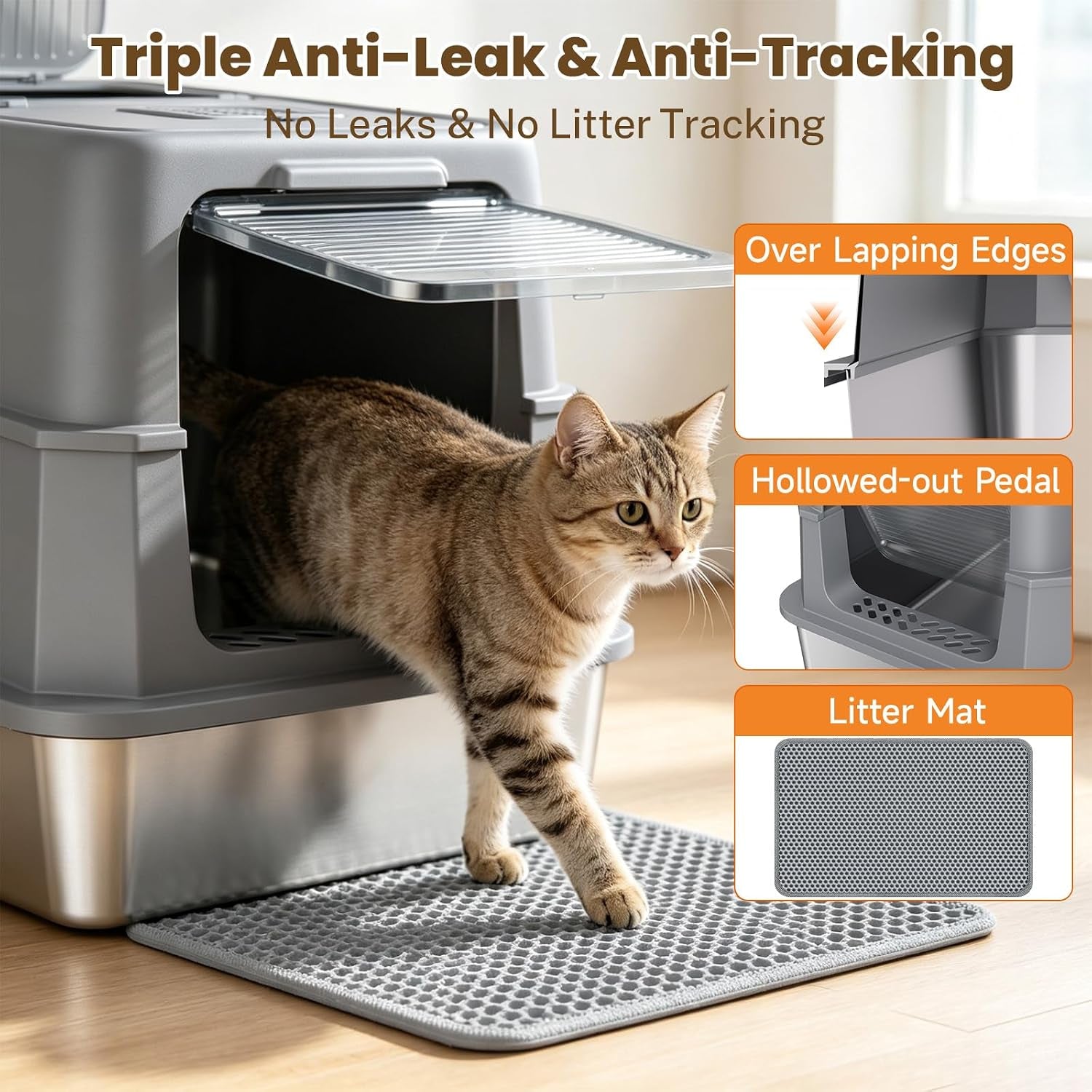 enclosed-stainless-steel-litter-box-xl-covered-metalpan-includes-mat-scoop-easy-cleaning-anti-urine-leakage-non-sticky-front-entry-top-exit