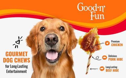 Good ‘N’ Fun Triple Flavor Wings Chews for All Dogs, 12 Ounces, Treat Your Dog to Long-Lasting Chews Made with Chicken, Pork Hide and Beef Hide, Pack of 27