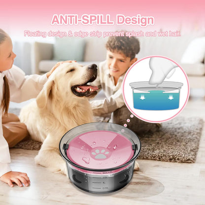 2L Dog Water Bowl No Spill, 70Oz Large Spill Proof Dog Water Bowl Reduce Refill, Slow Drinking Water Bowl anti Splash No Mess Pet Water Bowl for Vehicle/Outdoor/Indoor, Pink5