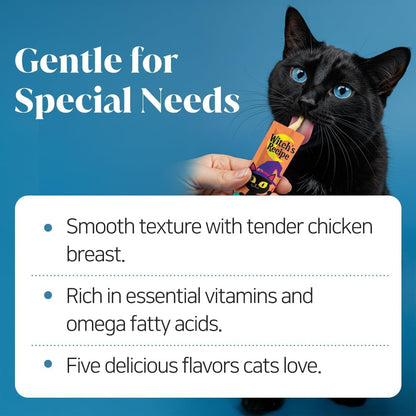 Witch'S Recipe Lickable Cat Treats, Creamy Squeezable Puree, Grain-Free, 100 Tubes, Chicken Tuna Salmon Goatmilk Capelin Flavors 0.5Oz Each Tube4