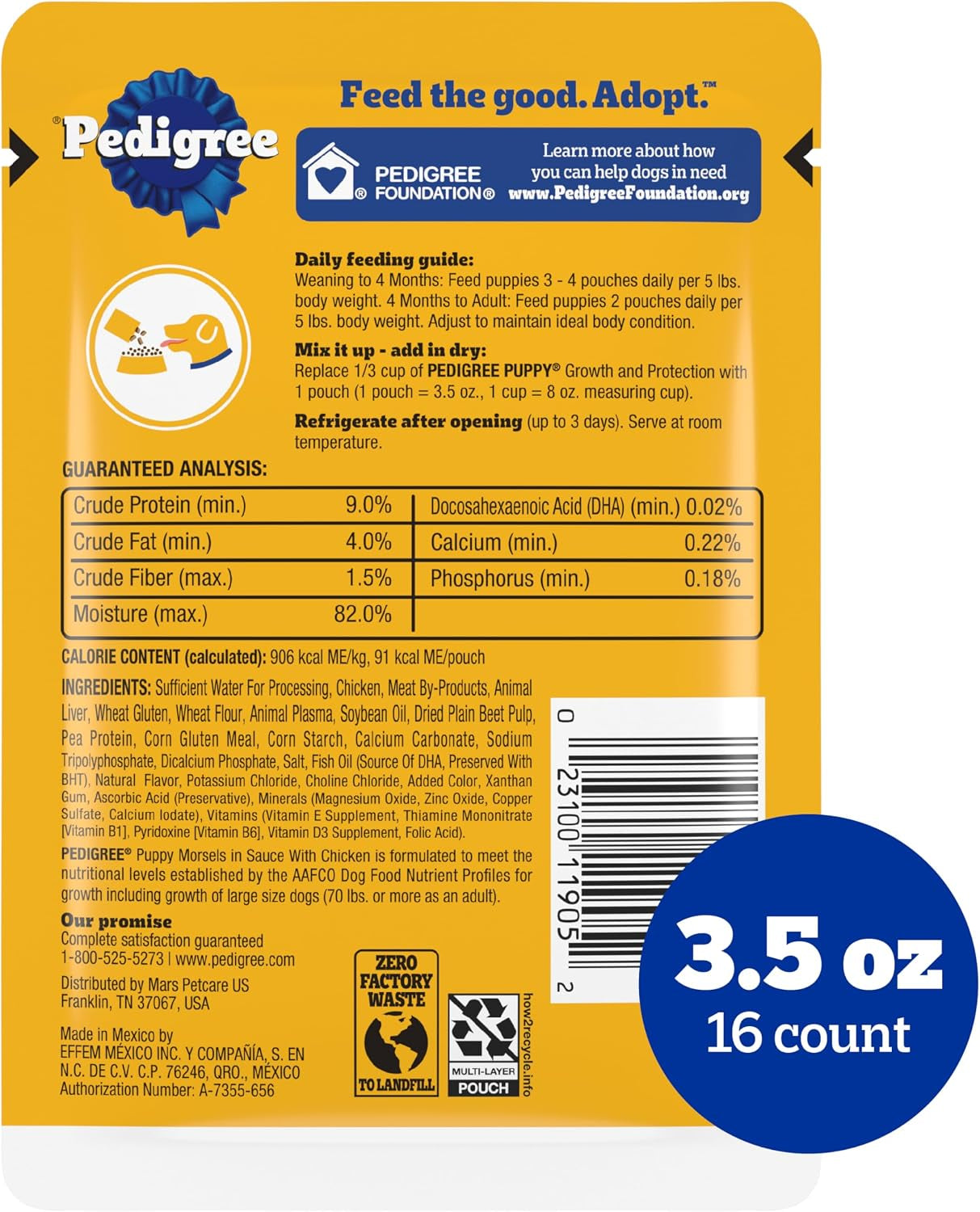 pedigree-puppy-morsels-wet-dog-food-pouch-chicken-3-5-oz-16-count-steam-cooked-high-quality-animal-protein-dha-brain-support-calcium-for-teeth-bones-topper-or-complete-meal