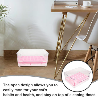 Alipis Acrylic Raised Cat Litter Box Medium with Anti-Splash Design, Puppy and Kitten Toilet Potty for Indoor Pet Housebreaking3