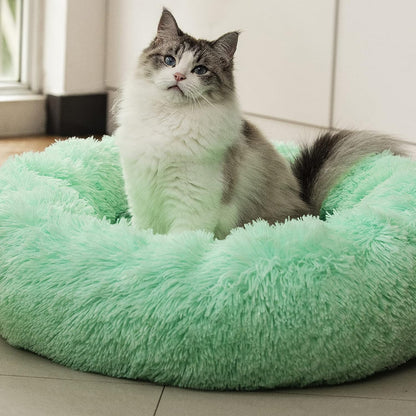 Anti Anxiety round Fluffy Plush Faux Fur Warm Washable Dog Bed & Cat Bed, Original Bed for Small Medium Large Pets,Used to Relieve Joints and Improve Sleep（20"/24"/27''） (24", Light Grey)10