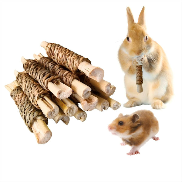 15Pcs Rabbits Chew Toy,Sweet Bamboo Chew Stick for Small Animals | Natural Seagrass Sweet Bamboo Chew Stick for Guinea Pigs Chinchillas Hamsters Rats, Bunny Cage Enrichment1