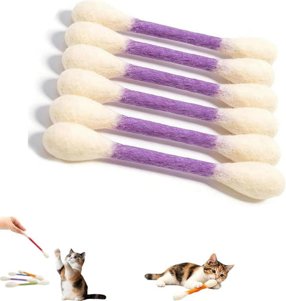 Ledeng Cotton Swabs Cat with Catnip, Swabs Catnip Toys Set of 6 Soft Plush Kicker Toys, Sturdy Teething Chew Toy (B)7
