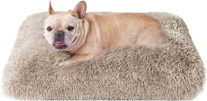 EHEYCIGA Fluffy Dog Crate Bed for Extra Large Dogs, Plush Faux Fur Pad, Calming anti Anxiety XL Bed for Crate, Washable Soft Warm Dog Mat with Non-Slip Bottom, Grey19