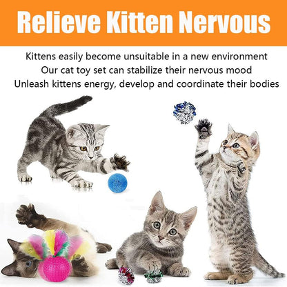 21 Pcs Cat Toys for Indoor Cats Collapsible Cat Tunnel Interactive Feather Teaser Wand Ball Toy for Kitten Cats3