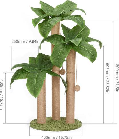 LEMONDA 31.5Inch Cat Scratching Post,Cat Scratcher Tree with 3 Scratching Poles & 2 Interactive Dangling Balls,Cats Scratching Posts for Indoor Kitten & Adult Cats | Cat Scratcher Tree, 3 Scratching Poles, Cat Scratching Posts,2 Interactive Dangling Balls, for Indoor Kitten & Adult Cats3