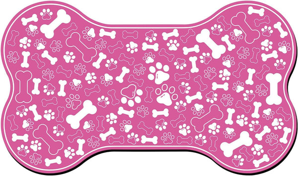 Dog & Cat Food Mat Bone Shaped Pet Feeding Mat Quick Absorb Water Bowl Placemat with Rubber Backing Indoor Floor Stain Resistant Pet Accessory Supplies (Light Pink Small, 12X18 Inches)9