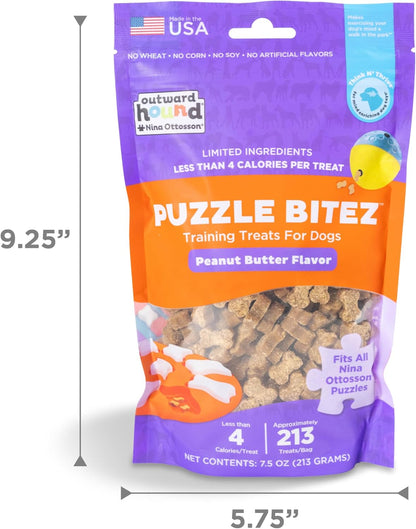 Outward Hound by Nina Ottosson Puzzle Bitez USA Made Dog Treats, Peanut Butter Flavor, Bite-Sized Training Reward and Interactive Puzzle Toy Treats, 7.5Oz6